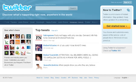 Twitter's New Home Page