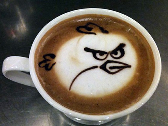 angry birds in my coffee