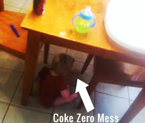 coke zero spilled